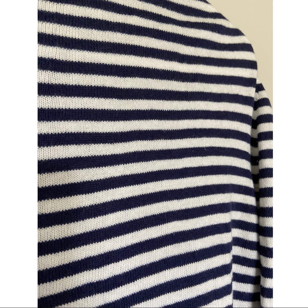 Gap Striped Cardigan Navy Blue White Neon Accent Size L Preppy - Picture 2 of 4